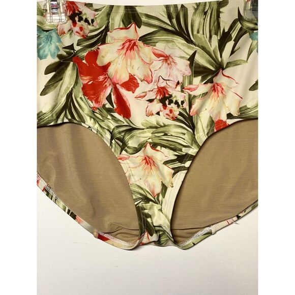 Swim by Cacique Size 22 Swim Bottom Brief Hibiscus Flower Print Nylon Lined - Picture 5 of 7